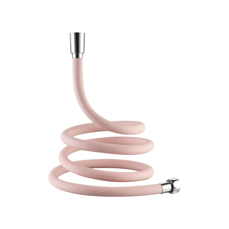 Pink Color Chromed Nut Silicon Shower Hose